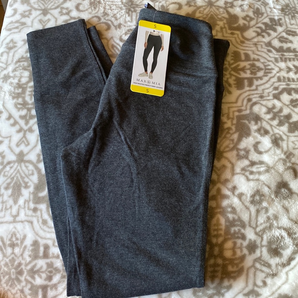 Max & Mia High Waisted French Terry Legging Size S  Color/ Charcoal